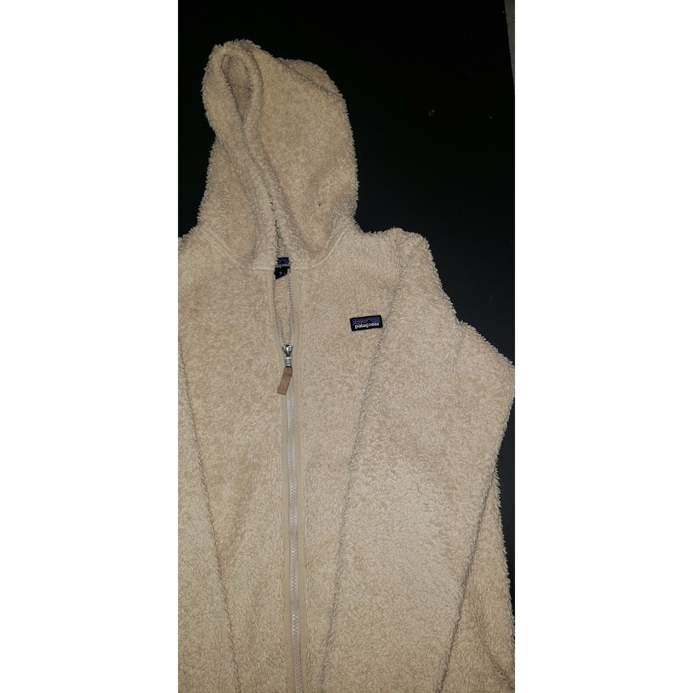 Patagonia Sherpa Fleece Full Zip Hoodie Kids Girls Size 14 XL Peach (Blue Stain)
